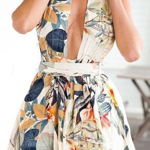 Floral Print Romper Tie Wear Various Styles